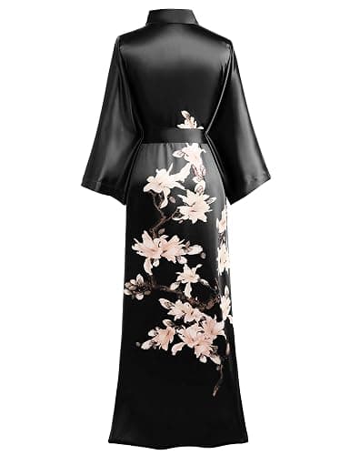 BABEYOND Kimono Robe Cover up with Box Long Floral Satin Sleepwear Silky Bathrobe Bachelorette Robe thumbnail 2