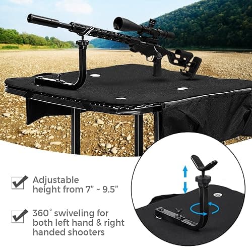 IRONMAX Foldable Shooting Bench, Height Adjustable Shooting Table with Padded Seat, Gun Rest & Gear Pockets, Portable Shooting Bench for Rifles, Outdoor Range and Hunting thumbnail 4