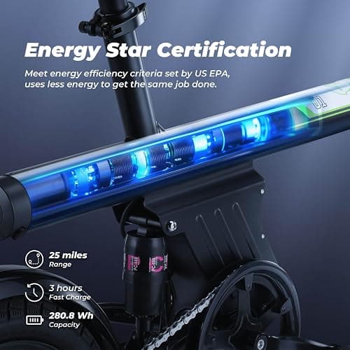 isinwheel Electric Bike for Adult 500W Motor, 20MPH Folding Ebike, 14"/16" Adult Electric Bicycles with Smart Uphill, 280.8Wh/374.4Wh Battery, Mini E Bikes for Adults and Teens thumbnail 4