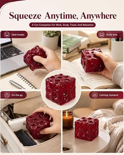 Red Wine Cheese Squishy, 7.5cm Large Size, Slow Rebound Jelly Texture, for Adults，Red thumbnail 6