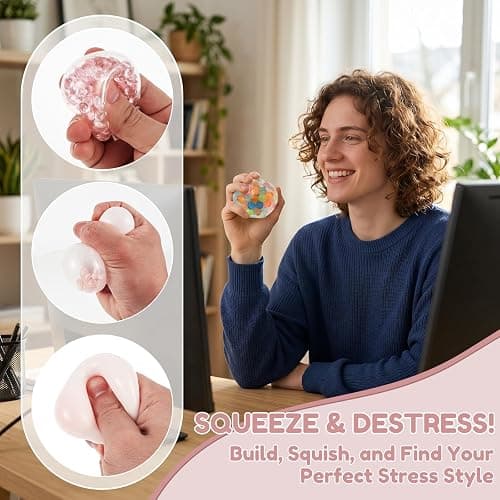 DIY Stress Ball Making Kit with 12 TPR Squishy Skins, 6 Fillers and Expander, Complete Squishy Maker Kit for Adults, ASMR Sensory Stress Relief Toys, Self-Care Gift for Office & Anxiety (12 Ball Skin) thumbnail 3