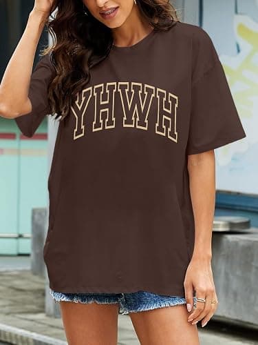 MNLYBABY YHWH Oversized Shirt Women Christian Tshirts Jesus Faith Inspirational Casual Tee Tops thumbnail 3
