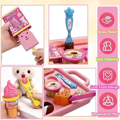 Pudding Ice Cream Feeding Toys for Dolls,Pretend Play Food Kitchen Accessories, Doll Role Play Girl Gifts Toys (Pink) thumbnail 4