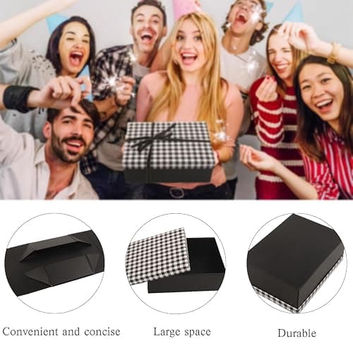 Luxury Gift Boxes,5 Pack Large Gift Boxes Gift Boxes Decorative Gift Boxes Christmas Gift Boxes Wedding Gift Boxes,9.8x7x3.3 With Plaid Lids & Ribbon, Decorative Christmas, Wedding & Birthday Gift Boxes thumbnail 6