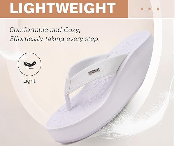 ONCAI Women’s Platform Wedge Flip Flops Trendy Dressy Womans Summer Flatform Chunky Heel Sandals with Comfortable Walking Outdoor Rubber Soles (US Size 5-11) thumbnail 6