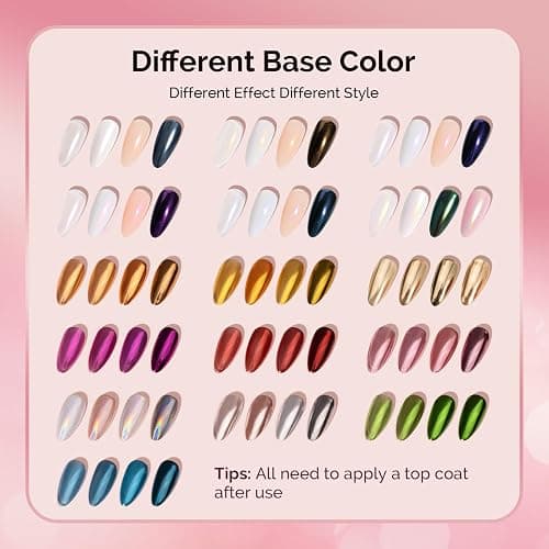 MelodySusie 16Pcs Chrome Nail Powder for Gel Nails,Metallic Mirror Effect Pigment Stylish and Technological Fine Glitter for Home DIY Salon Use thumbnail 4