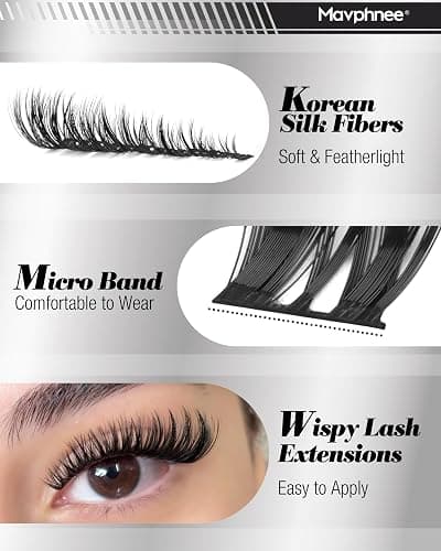 Flaunt Lash Clusters Kit Wispy Cluster Eyelash Extensions Kit CD-Curly Natural Individual Lashes DIY Lash Extension Kit 132Pcs Flora Cluster Lashes with Bond and Seal and Tweezers by Mavphnee (8-18MM) thumbnail 7