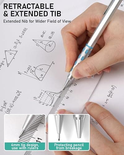 Nicpro Blocky Gear Metal Mechanical Pencil Set in Leather Case, 29PCS Art Drafting Pencils 0.3, 0.5, 0.7, 0.9&2mm Lead Pencil with 330PCS Lead (HB 2H 4H 2B 4B 6B Color) For Writing Sketching Drawing thumbnail 6