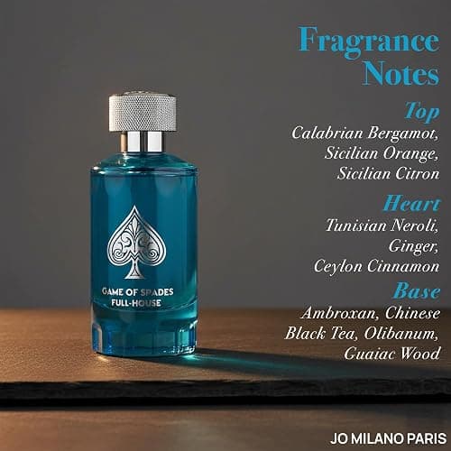 Jo Milano Game of Spades Full House Eau De Parfum Spray | 3.4 oz (100ml) | Cinnamon, Oud Wood, Neroli, Orange, Ginger Scent | Long Lasting Fragrance for Men and Women (Unisex) thumbnail 2