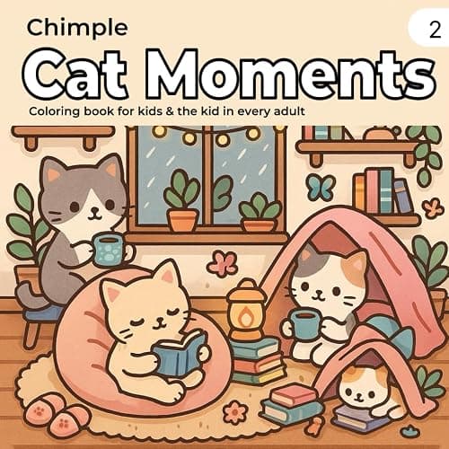 Cat Moments: Cute Meow Life Coloring Book for Kids, Teens and Adults (Cute Coloring (10 books)) - Image 1