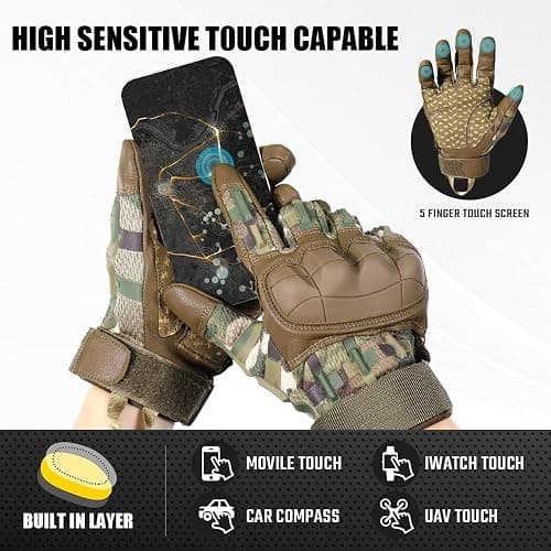 AXBXCX Motorcycle Tactical Gloves for Men - Protection, Flexible, Durable, Touchscreen Capable & Perfect for Outdoor Activities! thumbnail 5