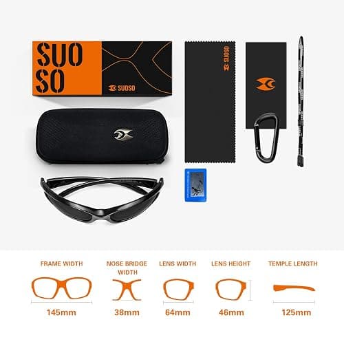suoso Sports Polarized Sunglasses for Men: Womens UV400 Protection Sun Glasses Wrap Around Goggles for Fishing Driving TR90 thumbnail 5
