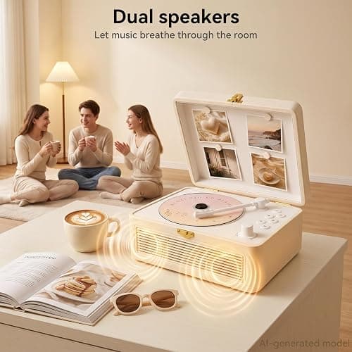 Kegaudio Radio mit CD Player Tragbar mit Bluetooth Retro-Design Weiß | Tragbarer CD-Player mit Lautsprecher, Fernbedienung Unterstützt USB/AUX-Wiedergabe Kopfhöreranschluss thumbnail 7