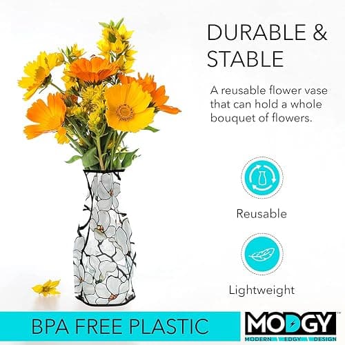 MODGY Collapsible and Expandable Plastic Flower Vase, Unbreakable, Foldable, Decorative Modern Centerpieces, Table Decorations, Louis C. Tiffany Magnolia Window, 1 Pack thumbnail 4