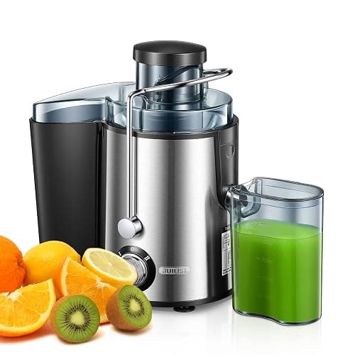 Juilist Centrifuga Frutta e Verdura 600W, Estrattore Frutta e Verdura Facile da Pulire, 65 MM Bocca Larga, Acciaio Inox, 2 Velocità, Spazzola & Ricetta - Image 1
