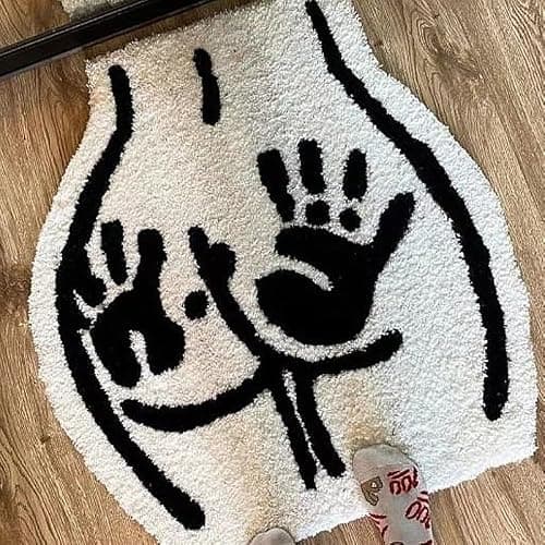 LAKEA Sexy Bathroom Tufted Rugs Soft Non-Slip Absorbent Handmade Carpet Bedroom Bathroom Mat Home Decor Room Decor (23.6X21.7 inch) (Handprint) - Image 1