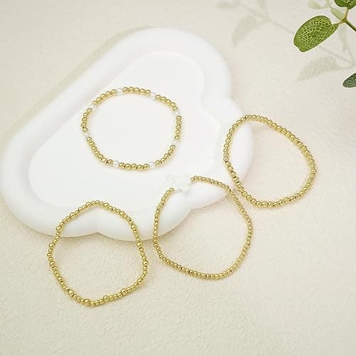 Fohufo Beaded Bracelets Gift Set for Women, 14K Gold Plated Layered Stackable Adjustable Bracelets Jewelry Gift Sets Stocking Stuffers thumbnail 7