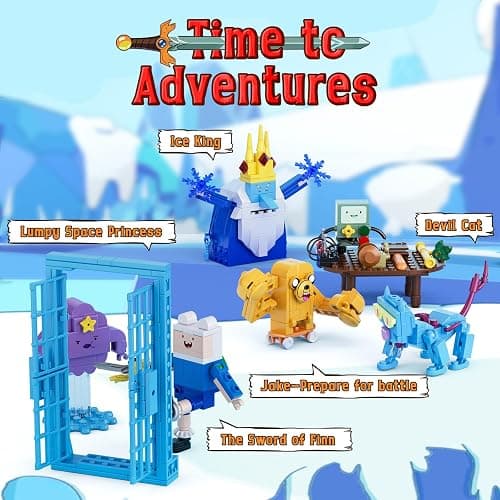 Adventure Building Set- BMO Finn Ice King Bubblegum Marceline Lumpy Space Skateboard Dog Devil Cat with Table and Door Building Block Compatible with Lego，for Adventures Cartoon Fans （589pcs） thumbnail 4
