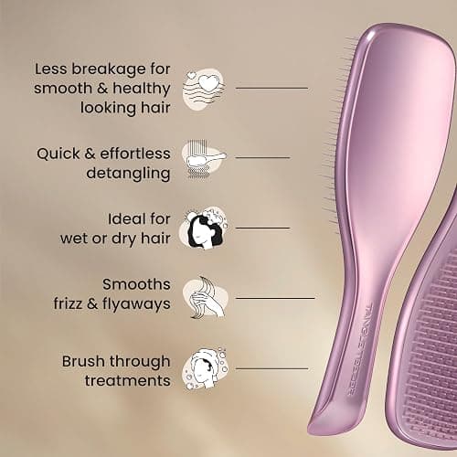 Tangle Teezer Chrome Ultimate Detangler Brush for Wet & Dry Hair, Eliminates Knots & Reduces Breakage for Straight to Curly Hair Types, Mauve thumbnail 6