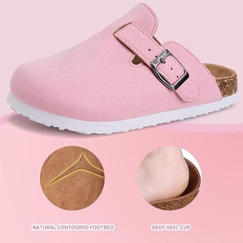 Torotto Kids Suede Clogs Cork Footbed Toddler Slippers with Arch Support & Adjustable Straps for Boys Girls Indoor & Outdoor thumbnail 4