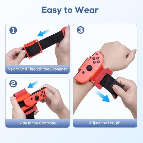Wrist Bands for Just Dance 2025 2024 2023 2022 2021 for Nintendo Switch & Switch OLED, YUANHOT Adjustable Elastic Dance Straps Compatible with Joycon, 2 Pack for Kids and Adults - R/B thumbnail 5