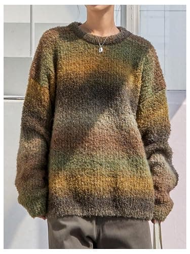 SOLY HUX Women's Vintage Long Sleeve Sweater Crew Neck Knitted Pullover Sweaters Oversized Tops Winter Festivals Clothes thumbnail 3