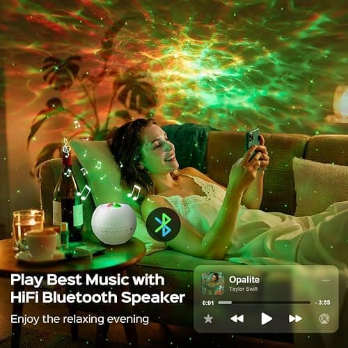 One Fire Galaxy Projector for Bedroom Christmas Gifts for Teen Boys Gifts Women Gifts for Teenage Girls 15 Colors+ 15 White Noise+ Bluetooth Star Projector Night Light for Kids Room Decor Lava Lamp thumbnail 4