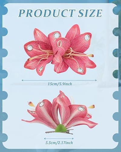 3 PCS Hawaiian Flower Hair Clips Orchid Style Flower Hair Clips Hibiscus Hair Barrettes for Wedding Beach Party（Punk 2） thumbnail 3