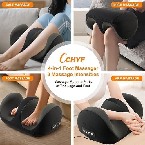 CCHYF Foot Massager with Heat, Shiatsu Kneading Foot and Calf Electric Massager Machine with Roller, Massage Feet/Arm/Calf/Ankle for Relax, Plantar Fasciitis, Pain Relief, Gifts for Women & Men, Black thumbnail 6
