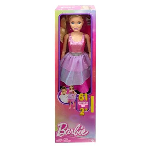 Large Barbie Doll with Blond Hair, 28 Inches Tall, Shimmery Pink Dress with Necklace and Hair Clip Accessories, HJY02 thumbnail 8