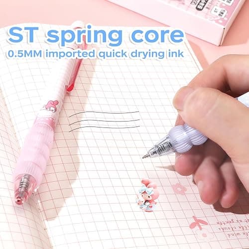 TiaJaMi 5 Pcs Cartoon Ballpoint Pens, Cute Gel Pens, Features a Spring-Loaded Nib Design With a Soft Silicone Protective Sleeve on the Grip Section. thumbnail 4