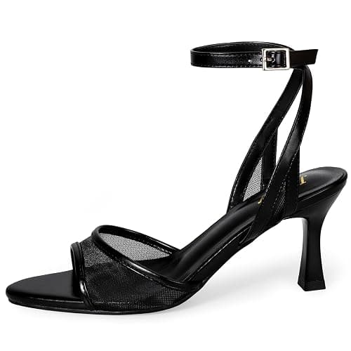 Jussy Kitten Heels for Women Pointed Open Toe Strappy Heeled Sandals Shoes | 3.35 Inch Stiletto High Heels,True to Size, Anti-Slip Rubber Sole, Comfy,Stylish, Wedding Bridal Prom Summer Dress Shoes thumbnail 5