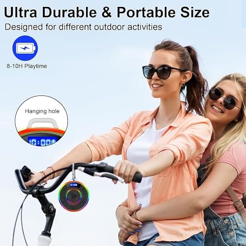 Shower Bluetooth Speaker IPX7 Waterproof, Portable Bluetooth Speakers with Suction Cup and Time Display, Crystal Sound&Bass LED Light 1100mAh, Wireless Shower Speaker for Outdoor/Kayak/ Gifts/Beach thumbnail 6