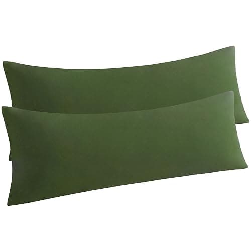 NTBAY Body Pillow Cases Set of 2, 2 Pack Brushed Microfiber 20x54 Pillow Cases, Soft, Wrinkle, Fade, Stain Resistant Olive Green Pillow Cases with Envelope Closure, 20x54 Inches, Olive Green - Image 1