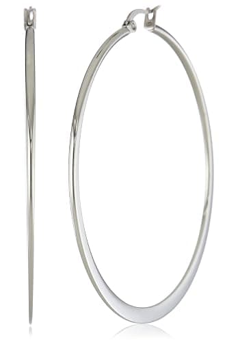 Amazon Essentials Gold Plated or Stainless Steel Flattened Hoop Earrings - Image 1