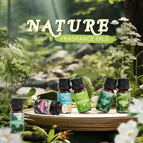 SALKING Nature Fragrance Oils, Premium Essential Oil for Diffuser, Scented Oil Gift Set for Soap Candle Making - Pine, Ocean Breeze, Rain, Fresh Cut Grass, Wildflowers, Mountain Air thumbnail 2