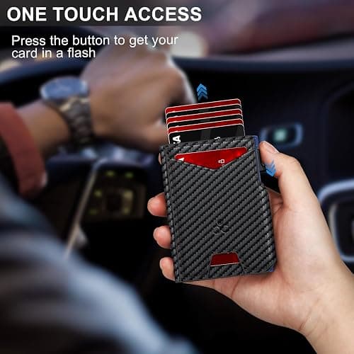 Wallet for Men Wallet with Slim Pop Up Card Holder 9-13 Cards, Bifold Minimalist Smart Wallet RFID Blocking Credit Card Holder with ID Window & Stretchable Cash Slot Compact Metal Aluminum Card Case thumbnail 2