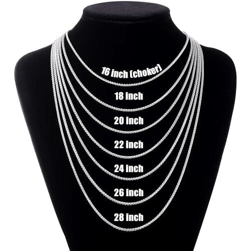 Fiusem Wheat Chains for Men and Women, 2/2.5/3/4/5mm Silver Tone Necklace Chain, Stainless Steel Mens Necklace 16-28 Inch - 20 Inches - Silver 2.5MM thumbnail 6