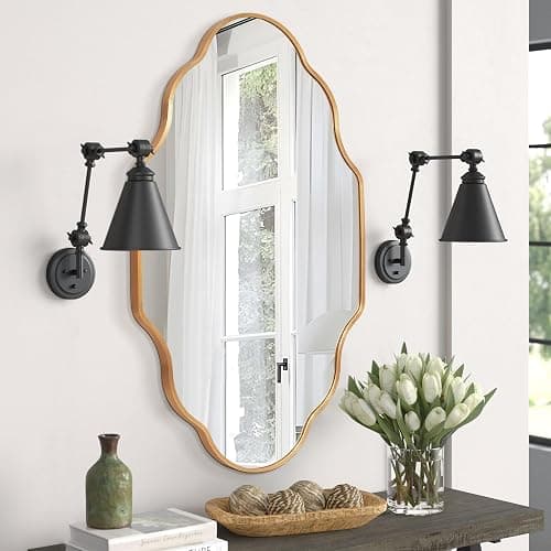 Dorlicecass Wall Mirror for Bathroom - Gold Mirror Wall Decor 20" x 36" Single Modern Mirror Wall Decor with Aluminum Alloy Frame for Bathroom, Bedroom, Living Room, Dining Room, Cloakroom, Entryway thumbnail 8