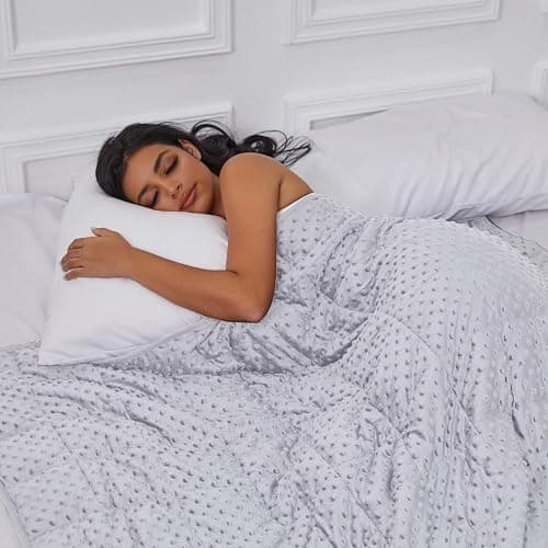 WAIBIO Weighted Blanket for Adults, Comfortable and Soft Throw Weighted Blanket with Premium Glass Beads for All Season 15 lbs 60"x80", Light Grey thumbnail 5