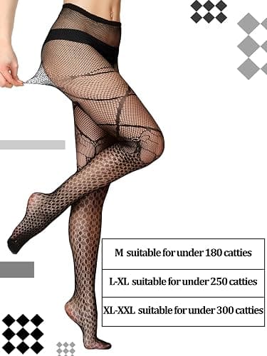 Ramede 6 Pairs Women Fishnet Thigh High Stockings Waist Tights Bow Patterned Fishnet Leggings Pantyhose for Halloween thumbnail 3