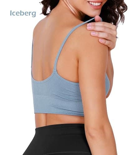 ODODOS Seamless Sports Bra for Women Ribbed Camisoles Non Padding Yoga Bra Crop Tank Tops thumbnail 5