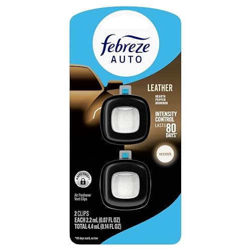 Febreze AUTO Air Freshener, Odor-Fighting Automotive Vent Clip, Scented Car Accessories, Long Lasting for Strong Odors, Leather, 2 Count thumbnail 10