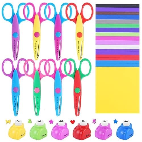 UCEC 42 Pack Craft Scissors Decorative Edge, Hole Punch Shapes Craft, Cardstock Paper for DIY Art, Crafts, Scrapbook, Card Making, School Supplies - Image 1