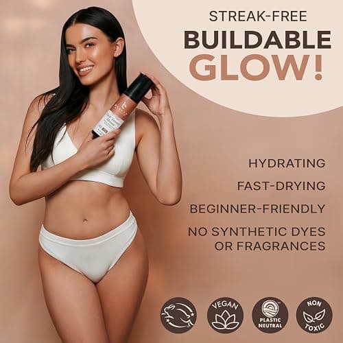 Self Tanner Mousse - USA Made with Natural & Organic Ingredients, Self Tanning Mousse for Dark Fake Tan, Sunless Tanner, Clear & Non Toxic Tanning Foam for Streak Free Finish & Natural Glow thumbnail 4