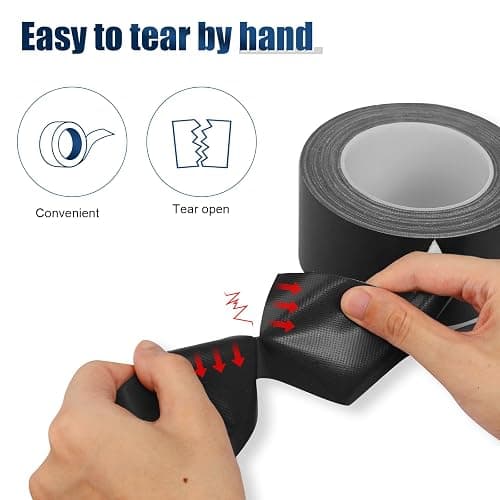 Harciety Black Duct Tape Heavy Duty, 1.88 Inch x 35 Yard Waterproof Strong Adhesive Duct Tape for Indoor Outdoor Repairs Tear by Hand, 1 Roll thumbnail 3