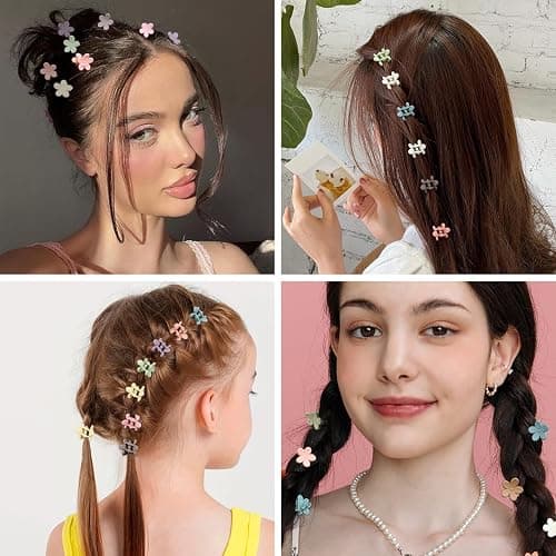 100Pcs Colorful Mini Flower Hair Clips, TEBIEKOY Baby Hair Clips Mini Claw Clips Cute Jaw Clips Hair Pins Hair Barrettes Toddler Hair Accessories for Women Girls Kids Teens thumbnail 7