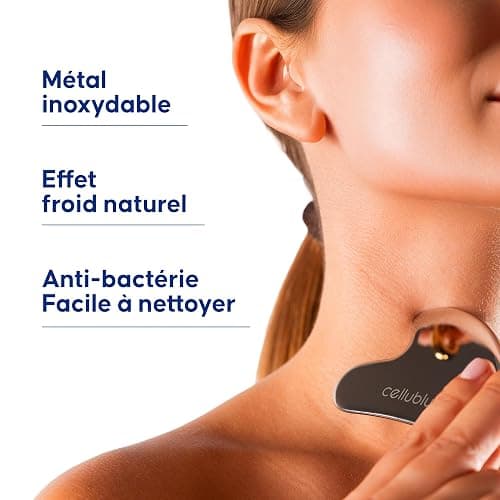 Gua Sha Métal Visage – Accessoire de Massage Facial en Acier Inoxydable – Sculptant & Raffermissant – Spécial Double Menton – Effet Froid Décongestionnant thumbnail 4