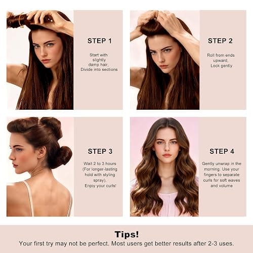Togayu Heatless Curls Overnight Set for Long Hair, No Damage Hair | Jumbo Flexi Rod for Satin Scarf, Comfortable Hair Curlers to Sleep In for Blowout Look Medium & Long Hair thumbnail 3