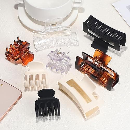 SMKSL Medium Hair Clips for Women 8 Pcs Small Claw Clips for Thin and Thick Hair 2 Styles Hair Claw Clips Combination Rectangle Banana Jaw Hair Accessories for Women and Girls (Transparent) thumbnail 4
